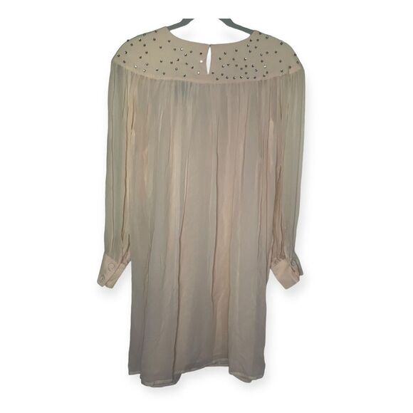 3.1 Phillip Lim 100% Silk Cream Colored Long Sleeved Jeweled Embellished Dress - Picture 2 of 10